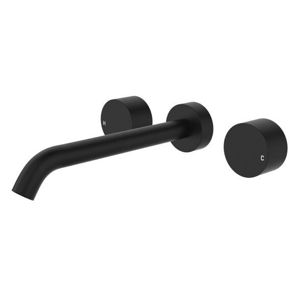 Kaya Wall Set, Round Taps, 220mm Outlet, Matte Black