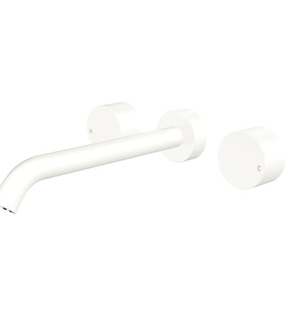 Kaya Wall Set, Round Taps, 220mm Outlet, Matte White
