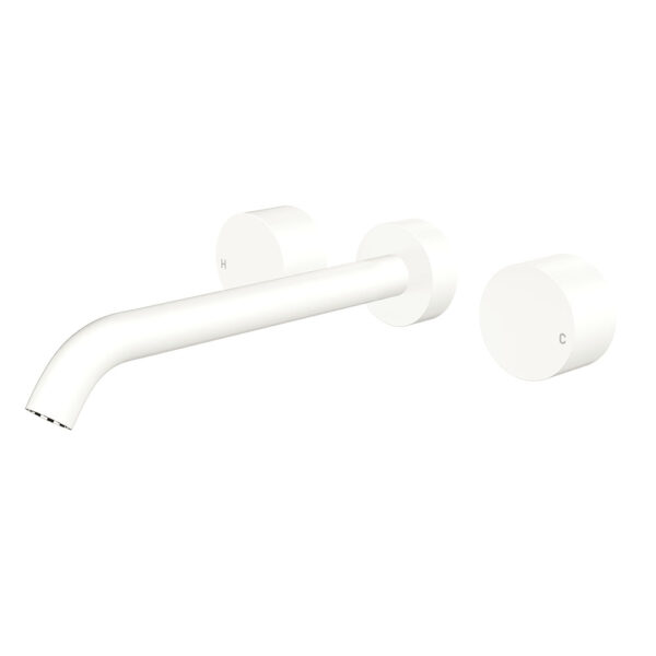 Kaya Wall Set, Round Taps, 220mm Outlet, Matte White