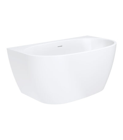 Keeto Back-To-Wall Acrylic Bath with Overflow, 1300mm