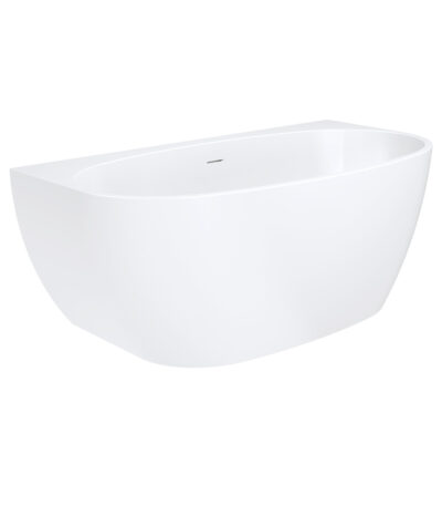 Keeto Back-To-Wall Acrylic Bath with Overflow, 1500mm