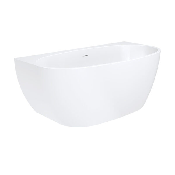 Keeto Back-To-Wall Acrylic Bath with Overflow, 1500mm