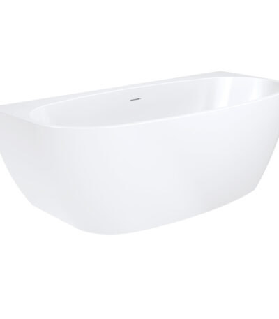 Keeto Back-To-Wall Acrylic Bath with Overflow, 1700mm