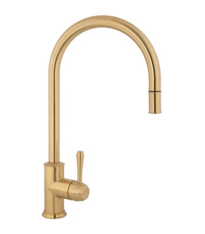 Kingsley Commercial Pull-Out Kitchen Mixer - Brushed Brass