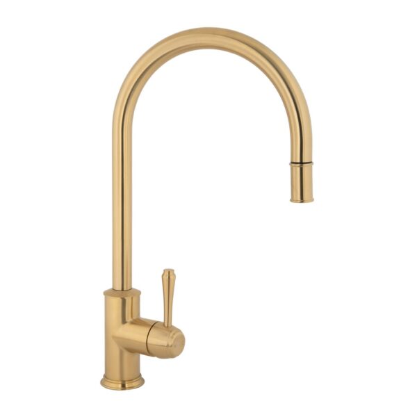 Kingsley Commercial Pull-Out Kitchen Mixer - Brushed Brass
