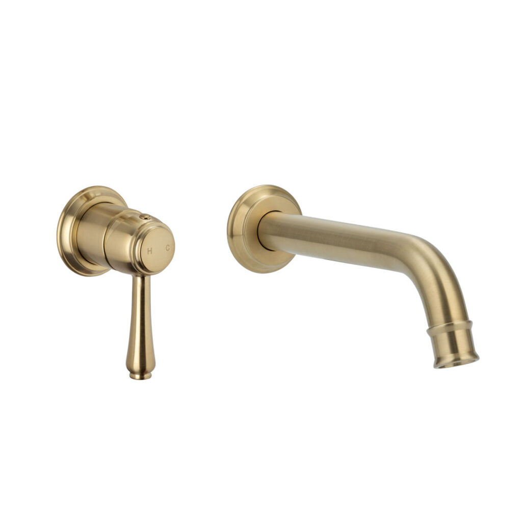 Kingsley Minimal Mixer & Spout Set - Brushed Brass