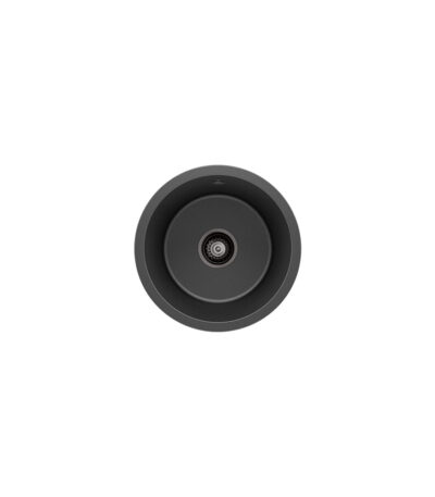 Kuro Granite 22L Round Single Bowl Kitchen Sink, Matte Black