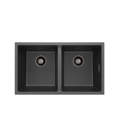 Kuro Granite 34L/34L Double Bowl Kitchen Sink, Matte Black