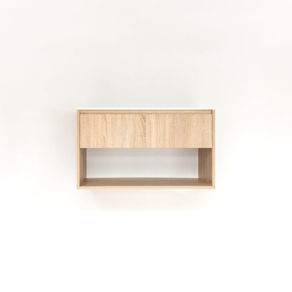Kyah 1-Drawer with Shelf 900mm - White Ash Oak - 1 Cut-Out