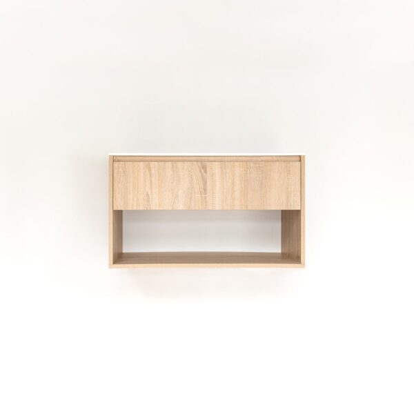 Kyah 1-Drawer with Shelf 900mm - White Ash Oak - 1 Cut-Out