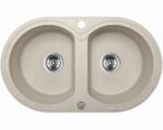 Laveo Dafne Beige Granite Double Bowl Stone Kitchen Sink - 470x780x204mm | LO-SBD420T