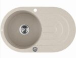 Laveo Dafne Beige Granite Single Bowl with Drain Board Stone Kitchen Sink - 470x780x204mm | LO-SBD481T