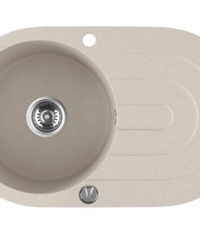 Laveo Dafne Beige Granite Single Bowl with Drain Board Stone Kitchen Sink - 470x780x204mm | LO-SBD481T