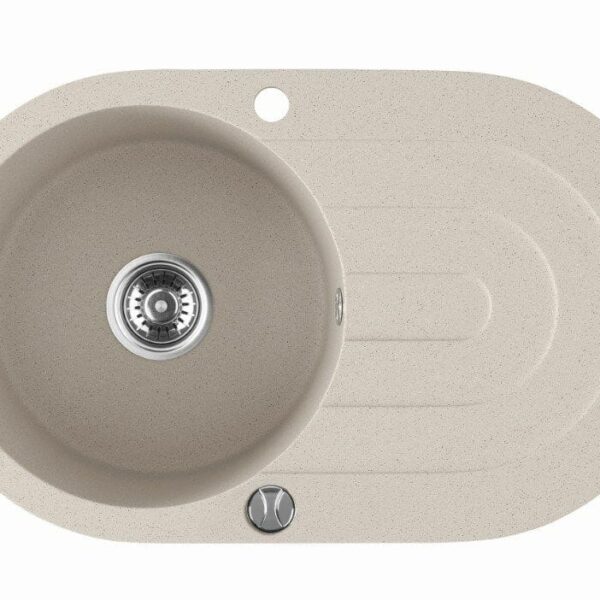 Laveo Dafne Beige Granite Single Bowl with Drain Board Stone Kitchen Sink - 470x780x204mm | LO-SBD481T