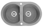 Laveo Dafne Grey Granite Double Bowl Stone Kitchen Sink - 470x780x204mm | LO-SBD520T