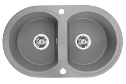 Laveo Dafne Grey Granite Double Bowl Stone Kitchen Sink - 470x780x204mm | LO-SBD520T