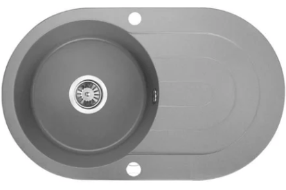 Laveo Dafne Grey Granite Single Bowl with Drain Board Stone Kitchen Sink - 470x780x204mm | LO-SBD581T