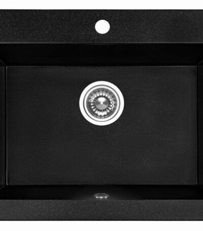 Laveo Komodo Matt Black Granite Double Bowl Stone Kitchen Sink - 490x580x220mm | LO-SBK710A