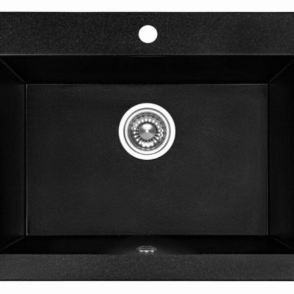 Laveo Komodo Matt Black Granite Double Bowl Stone Kitchen Sink - 490x580x220mm | LO-SBK710A
