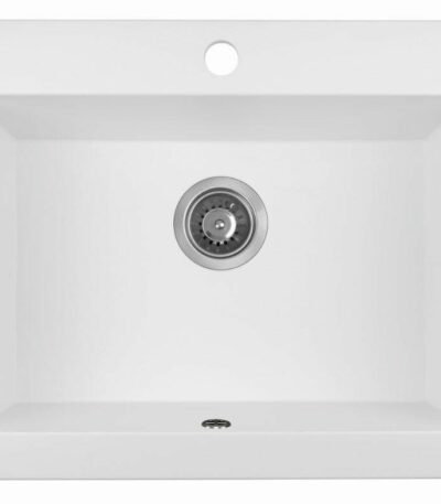 Laveo Komodo White Granite Double Bowl Stone Kitchen Sink - 490x580x220mm | LO-SBK610A