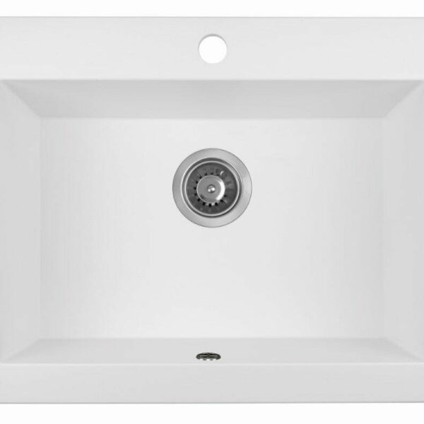 Laveo Komodo White Granite Double Bowl Stone Kitchen Sink - 490x580x220mm | LO-SBK610A
