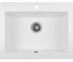 Laveo Komodo White Granite Double Bowl Stone Kitchen Sink - 490x580x220mm | LO-SBK610A