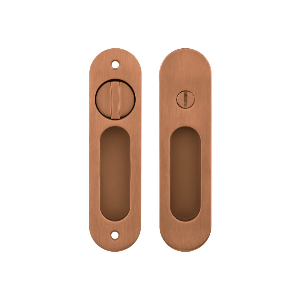 Leroy Sliding Door Privacy Set - Brushed Copper