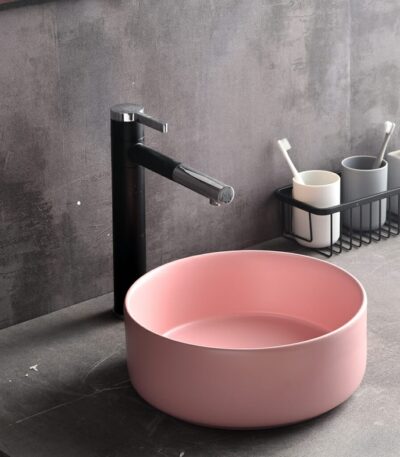 Levenge - 300mm Matte Pink Ceramic Round Above Counter Basin - CLA-524C-MP | 300x300x110mm