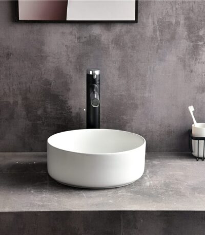 Levenge - 300mm Matte White Ceramic Round Above Counter Basin - CLA-524C-M | 300x300x110mm