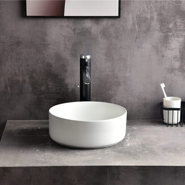 Levenge - 300mm Matte White Ceramic Round Above Counter Basin - CLA-524C-M | 300x300x110mm