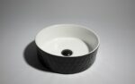 Levenge - 360mm Matte Black & Matte White Diamond Round Above Counter Basin - CLA-524BR-MB |360x360x120mm