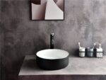 Levenge - 360mm Matte Black & Matte White Round Above Counter Basin - CLA-524B-MBW | 360x360x120mm