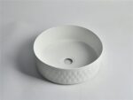 Levenge - 360mm Matte White Diamond Round Ceramic Above Counter Basin - CLA-524BR-MW | 360x360x120mm