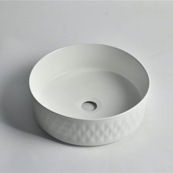 Levenge - 360mm Matte White Diamond Round Ceramic Above Counter Basin - CLA-524BR-MW | 360x360x120mm