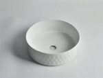 Levenge - 360mm Matte White Diamond Round Ceramic Above Counter Basin - CLA-524BR-MW | 360x360x120mm