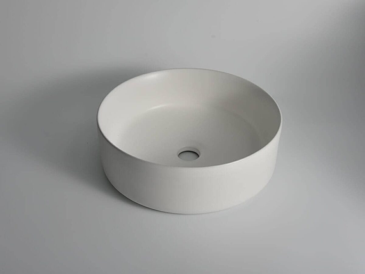 Levenge - 360mm Matte White Round Fine Ceramic Above Counter Basin - CLA-524B-MW | 360x360x120mm