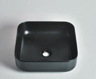 Levenge - 380mm Matte Black Ceramic Square Above Counter Basin - CLA-423-MB | 380x380x140mm