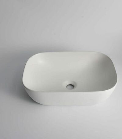 Levenge - 460mm Matte White Rectangular Fine Ceramic Above Counter Basin - CLA-426-M | 460x320x130mm