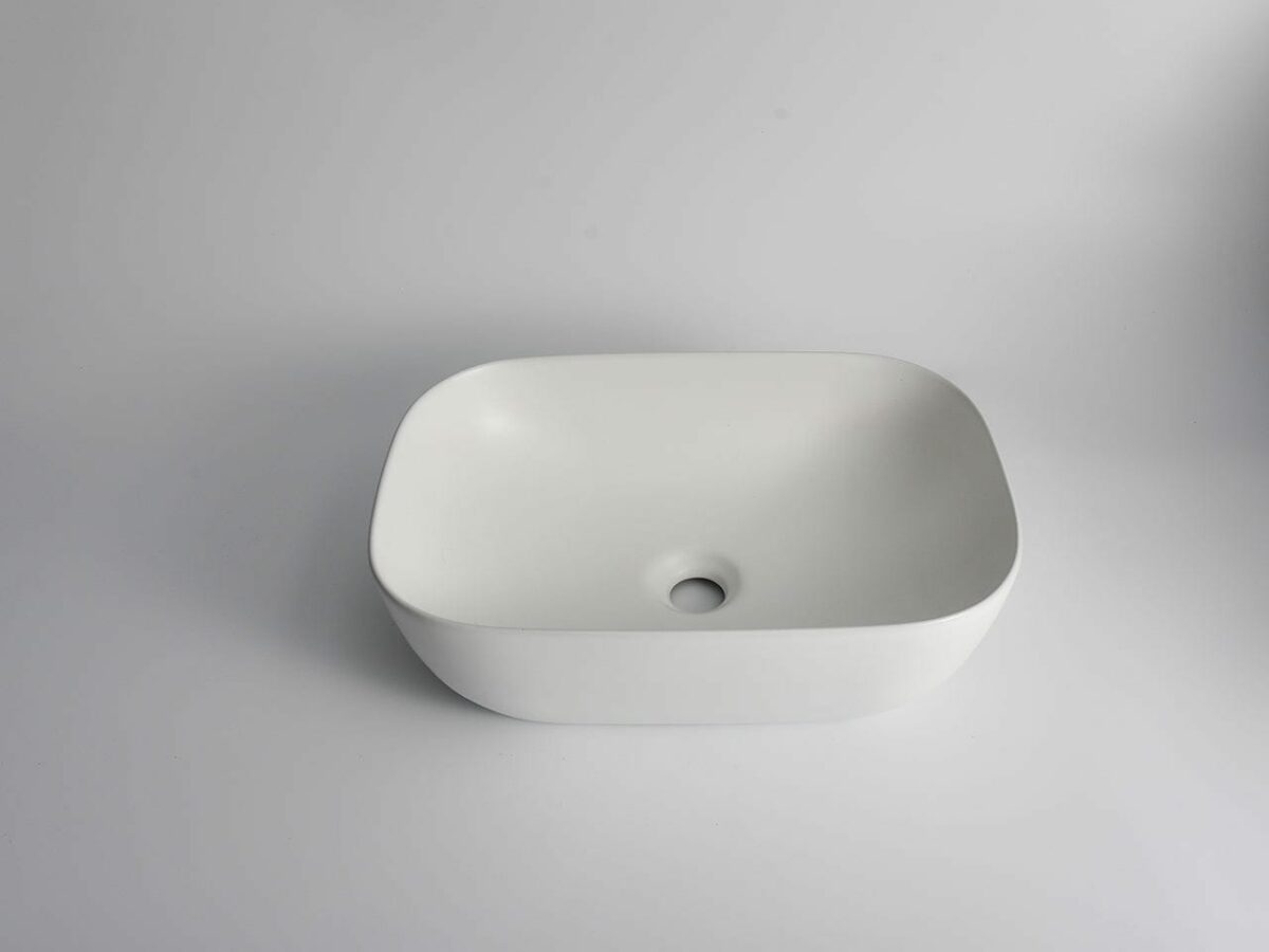 Levenge - 460mm Matte White Rectangular Fine Ceramic Above Counter Basin - CLA-426-M | 460x320x130mm