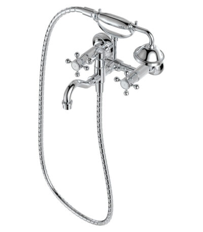 Lillian Exposed Bath Tap Set with Hand Shower, Chrome