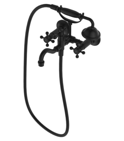 Lillian Exposed Bath Tap Set with Hand Shower, Matte Black