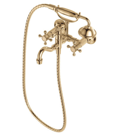 Lillian Exposed Bath Tap Set with Hand Shower, Urban Brass
