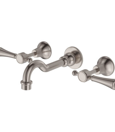 Lillian Lever Basin/Bath Wall Set, Brushed Nickel