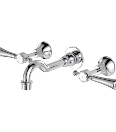 Lillian Lever Basin/Bath Wall Set, Chrome