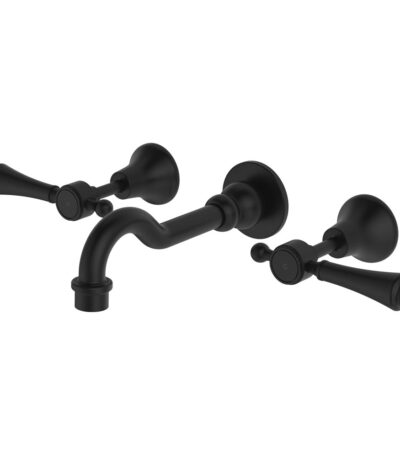 Lillian Lever Basin/Bath Wall Set, Matte Black