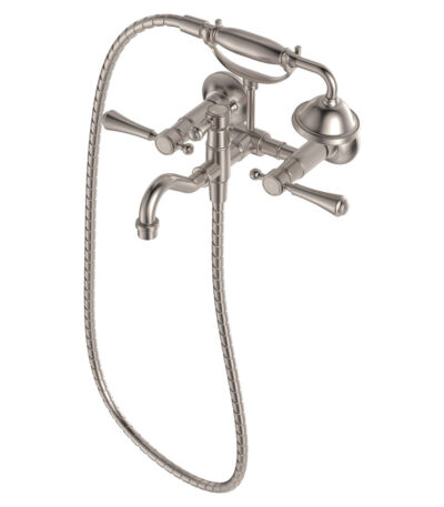 Lillian Lever Exposed Bath Tap Set with Hand Shower, Brushed Nickel