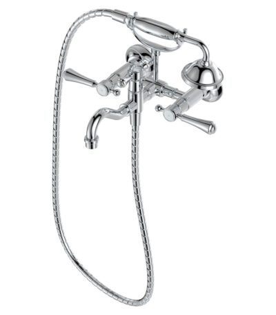 Lillian Lever Exposed Bath Tap Set with Hand Shower, Chrome