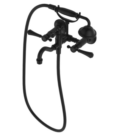 Lillian Lever Exposed Bath Tap Set with Hand Shower, Matte Black