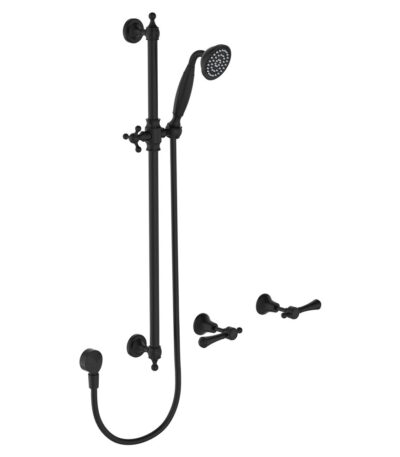 Lillian Lever Rail Shower Set, Matte Black