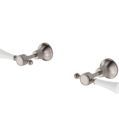 Lillian Lever Wall Top Assemblies, Brushed Nickel with Ceramic White Handle